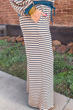 Pink Stripe Striped Colorblock V Neck Long Sleeve Plus Size Set