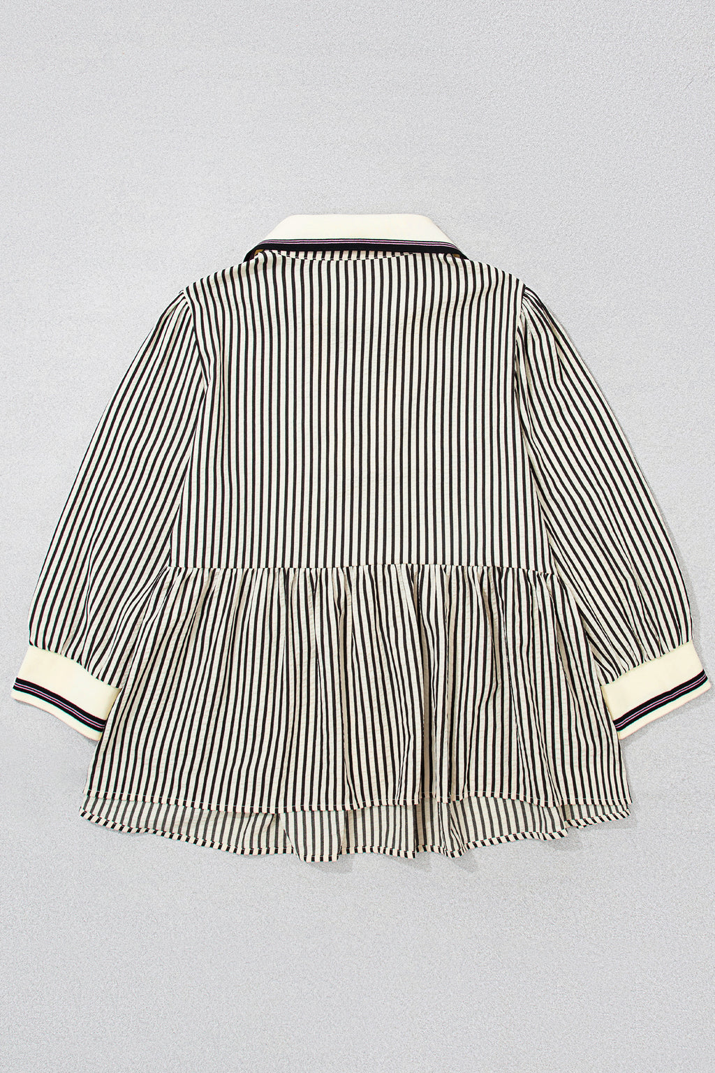 Black Stripe Patchwork Striped V Neck Tunic Plus Size Blouse