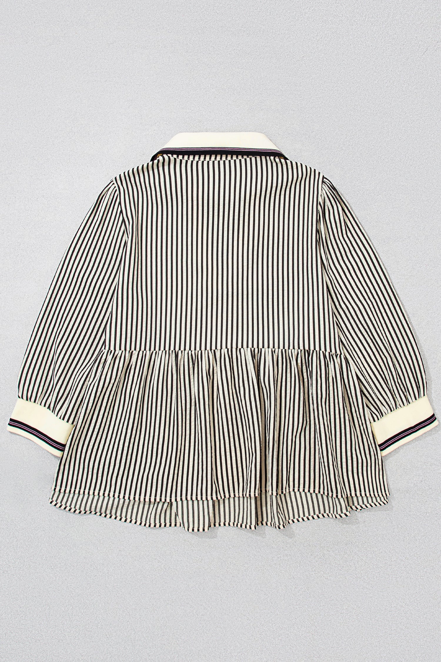Black Stripe Patchwork Striped V Neck Tunic Plus Size Blouse