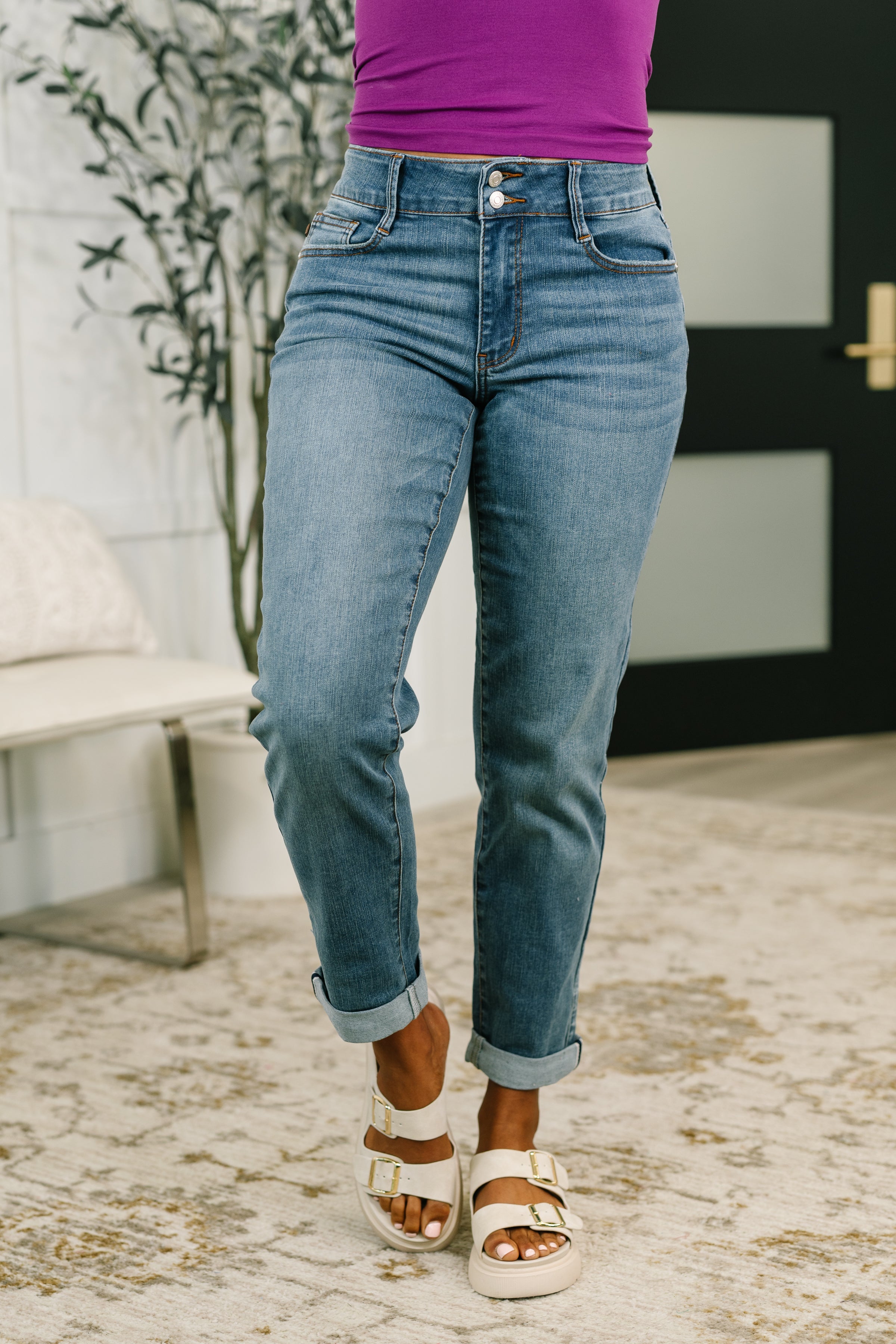 Becky Mid Rise Cool Denim Boyfriend  Jean