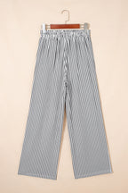 Black Stripe Plus Size Tie Waist Loose Pants