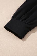 Black Solid V Neck Tunic Shift Long Sleeve Plus Size Blouse