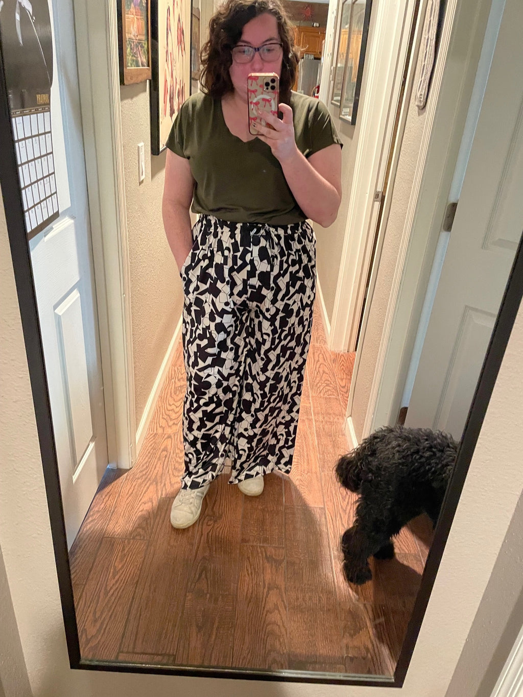 Plus Size Abstract Print Wide Leg Pants